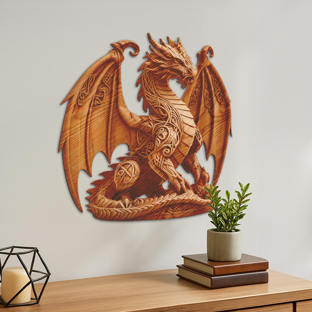Majestic Dragon 3D Illusion Laser Engraving Design, PNG