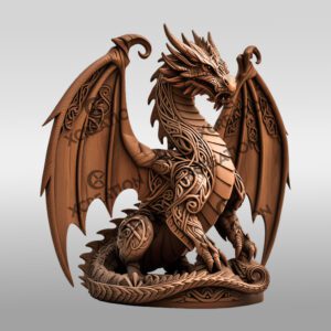 Majestic Dragon 3D Illusion Laser Engraving Design, PNG