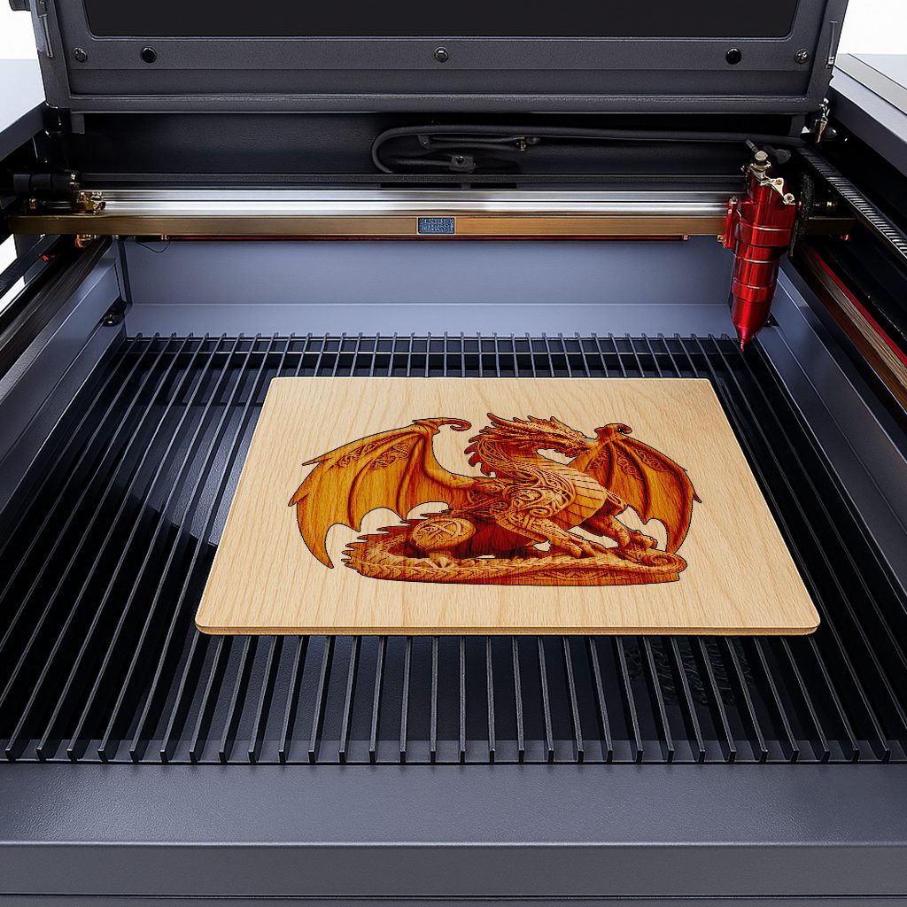Majestic Dragon 3D Illusion Laser Engraving Design, PNG