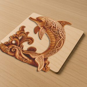 Modern 3D Dolphin Art Laser Design for Unique