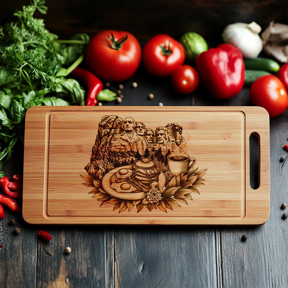 Patriotic Charcuterie Board Engraving File, Mount Rushmore Design
