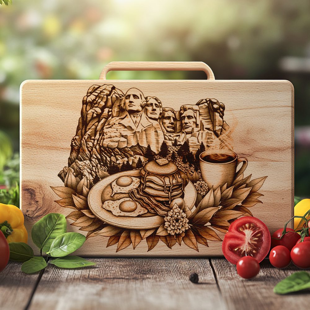 Patriotic Charcuterie Board Engraving File, Mount Rushmore Design