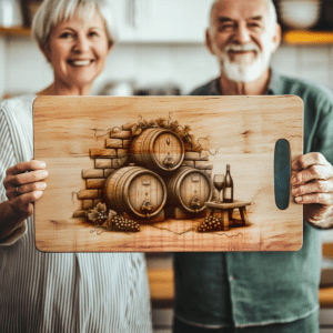 Retro Wine Barrel Charcuterie Board Laser Engraving File,