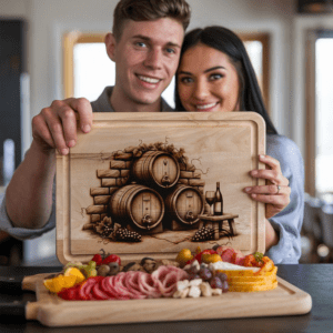 Retro Wine Barrel Charcuterie Board Laser Engraving File,