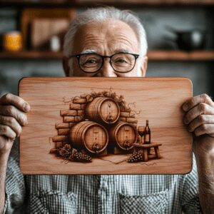 Retro Wine Barrel Charcuterie Board Laser Engraving File,