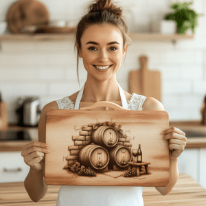 Retro Wine Barrel Charcuterie Board Laser Engraving File,