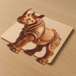Rhino 3D Illusion Art File, Unique Wildlife Décor