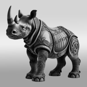 Rhino 3D Illusion Art File, Unique Wildlife Décor