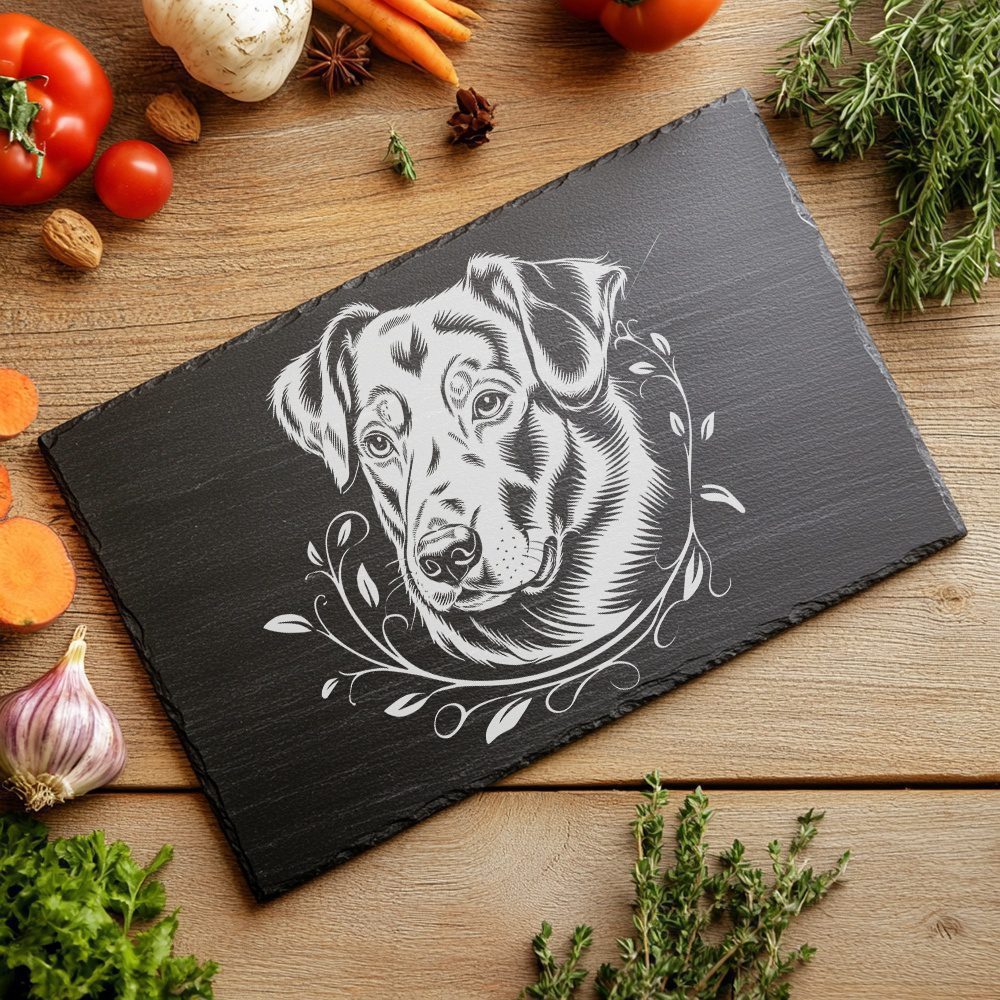 Slate Cheese Board Engraving File, Dog Head Design,