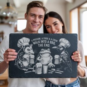 Slate Cheese Board Engraving File, Possum Frog Crow,