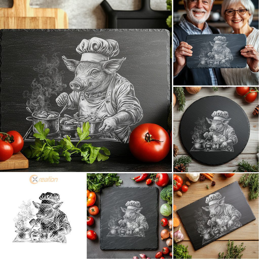 Slate Cheese Board Laser Engraving Bundle, 3D Animal