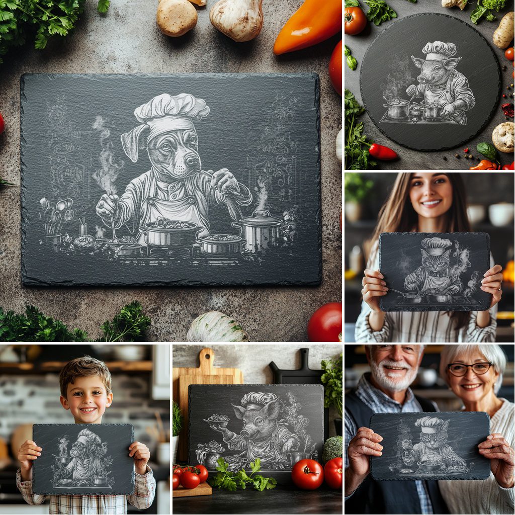 Slate Cheese Board Laser Engraving Bundle, 3D Animal