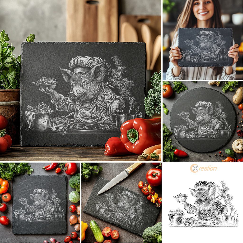 Slate Cheese Board Laser Engraving Bundle, 3D Animal