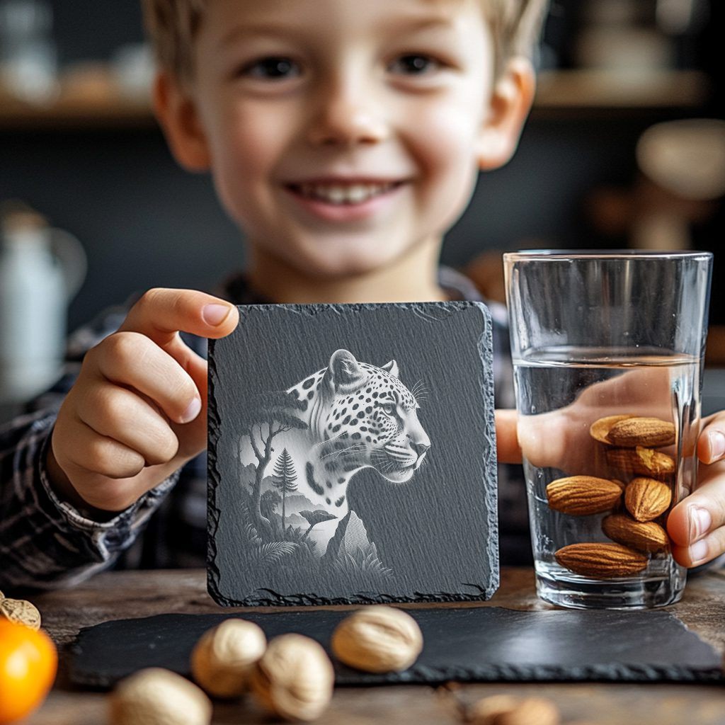 Slate Coaster Design, Laser Engraving Pattern, Double Exposure