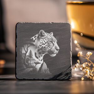 Slate Coaster Design, Laser Engraving Pattern, Double Exposure
