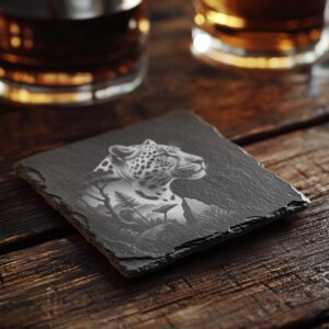 Slate Coaster Design, Laser Engraving Pattern, Double Exposure
