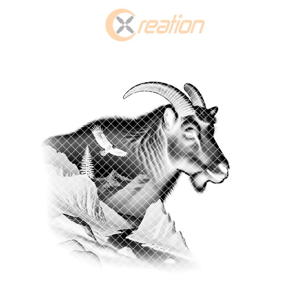 Slate Coaster Engraving Design, Mountain Goat Double Exposure,