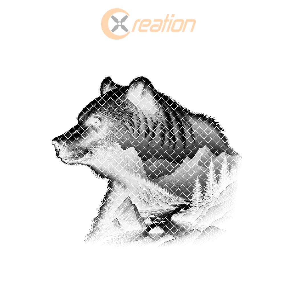 Slate Coaster Engraving File, Double Exposure Bear Mountain,
