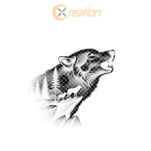 Slate Coaster Engraving File, Double Exposure Wolf Moon,