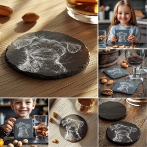 Slate Coaster Engraving Files, 3D Illusion Cat Dog