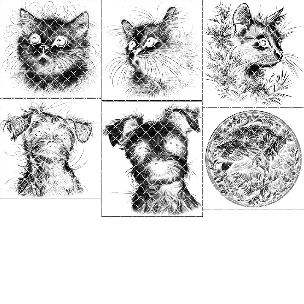 Slate Coaster Engraving Files, 3D Illusion Cat Dog