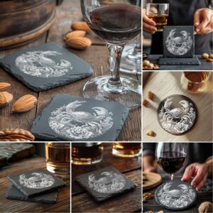 Slate Coaster Engraving Files Bundle, 3D Illusion Animal