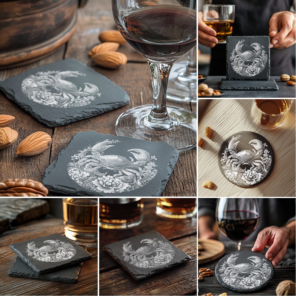 Slate Coaster Engraving Files Bundle, 3D Illusion Animal