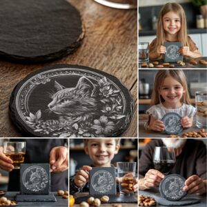 Slate Coaster Engraving Files Bundle, 3D Illusion Animal