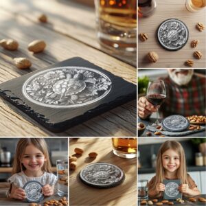 Slate Coaster Engraving Files Bundle, 3D Illusion Animal