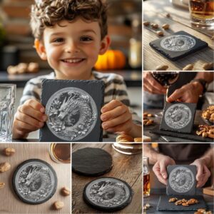 Slate Coaster Engraving Files Bundle, 3D Illusion Animal