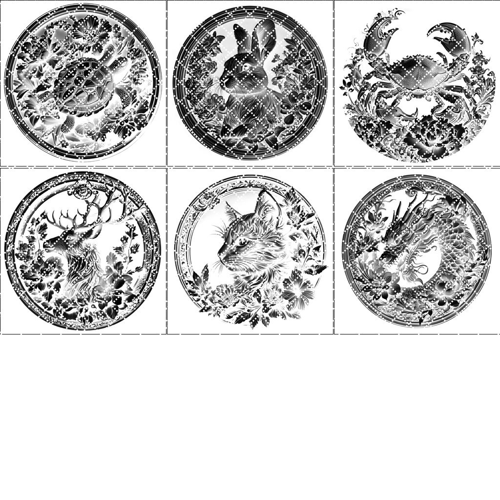 Slate Coaster Engraving Files Bundle, 3D Illusion Animal