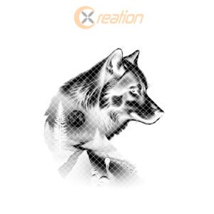 Slate Coaster Engraving Template, Double Exposure Wolf, Person