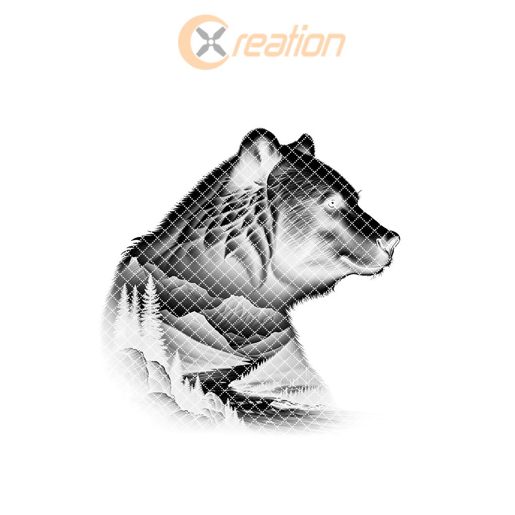 Slate Coaster Laser Engraving File, Double Exposure Bear