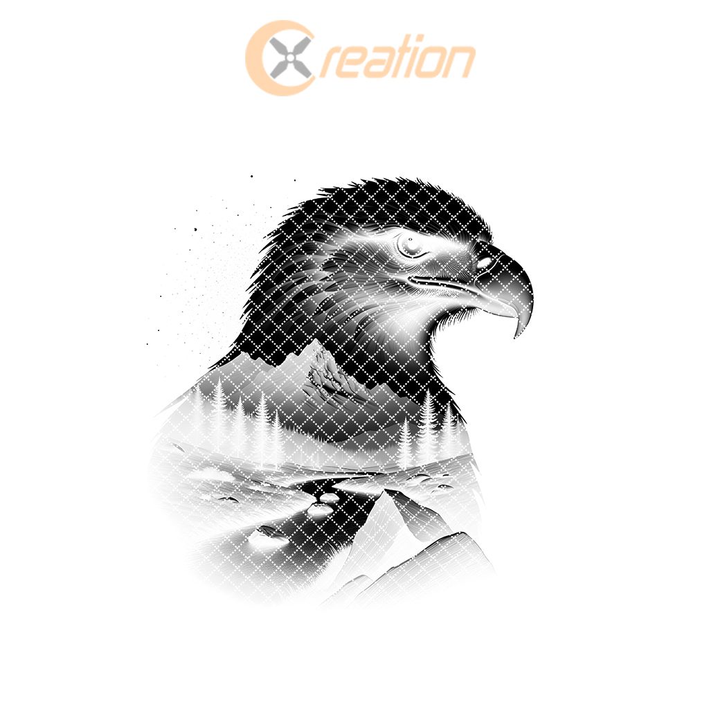 Slate Coaster Laser Engraving File, Double Exposure Eagle,