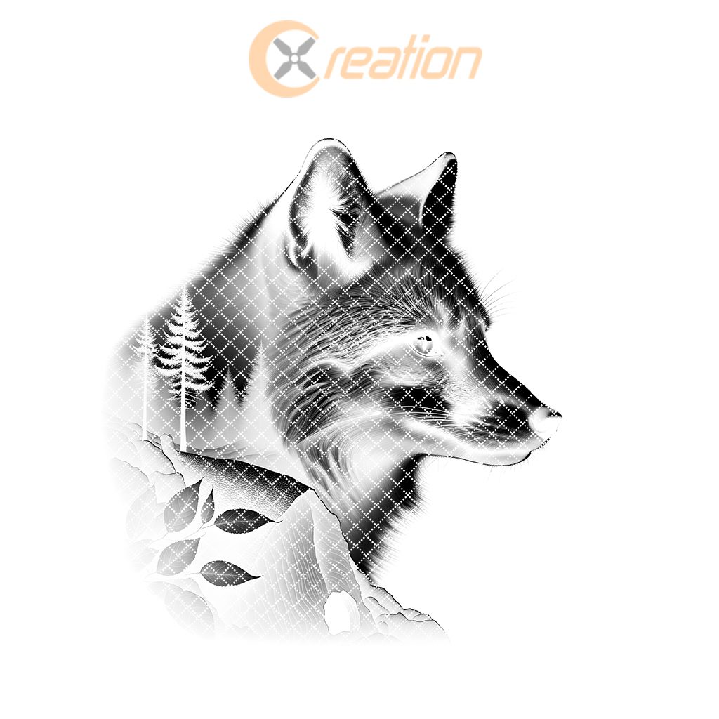 Slate Coaster Laser Engraving File, Double Exposure Wolf,