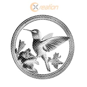 Slate Coaster Laser Engraving File, Hummingbird and Flower