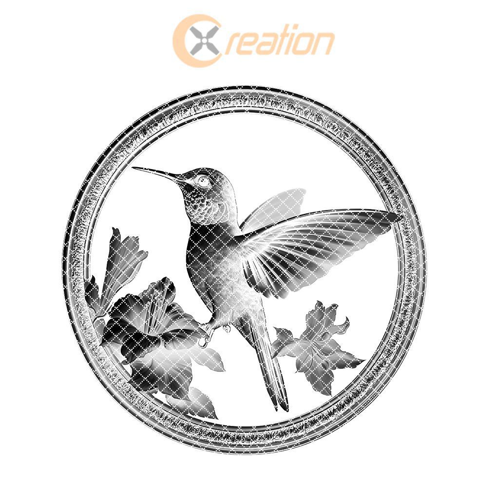 Slate Coaster Laser Engraving File, Hummingbird and Flower