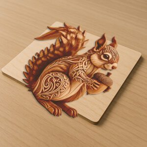 Squirrel 3D Illusion Laser Engraving Art, Wildlife Design