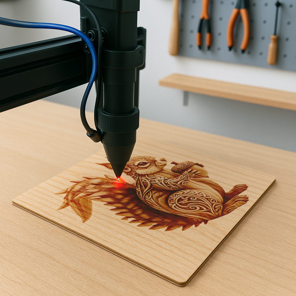 Squirrel 3D Illusion Laser Engraving Art, Wildlife Design