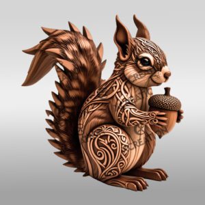 Squirrel 3D Illusion Laser Engraving Art, Wildlife Design