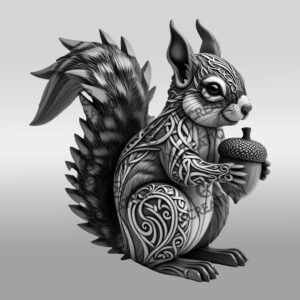 Squirrel 3D Illusion Laser Engraving Art, Wildlife Design