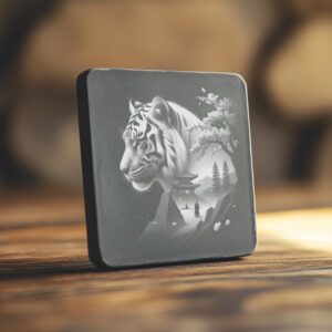 Tiger Double Exposure Laser Engraving Design for Slate