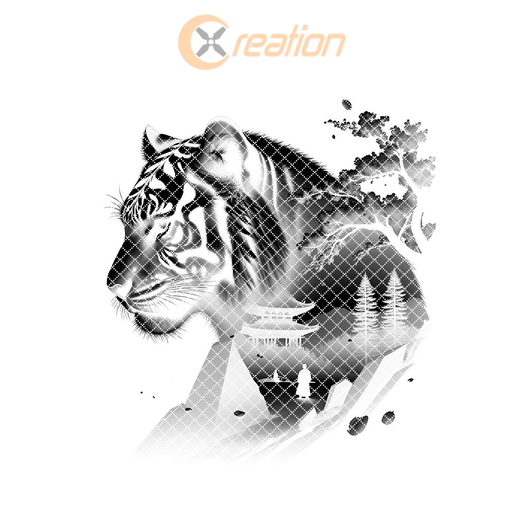 Tiger Double Exposure Laser Engraving Design for Slate