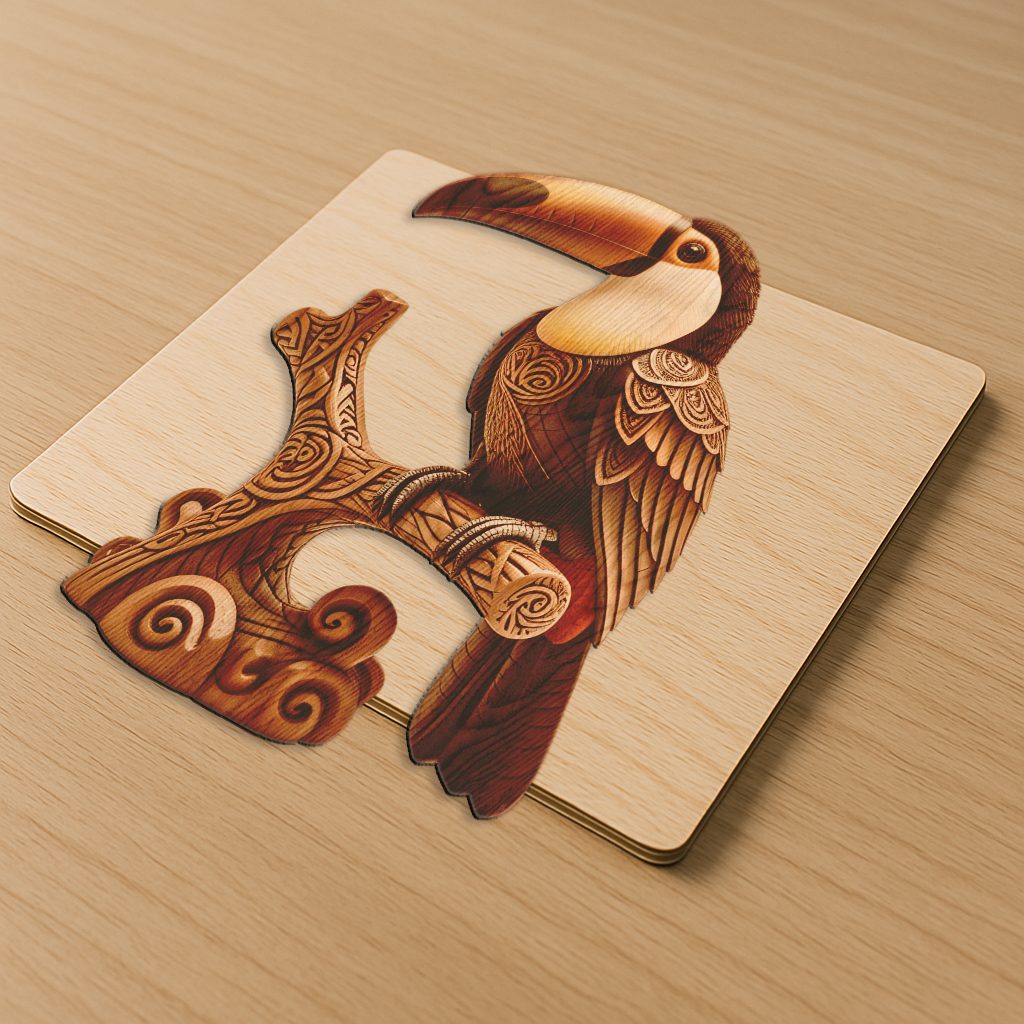 Toucan 3D Illusion Laser Engraving Design, Tropical Bird