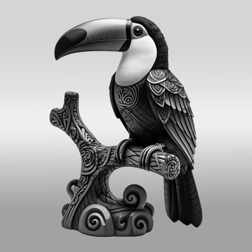 Toucan 3D Illusion Laser Engraving Design, Tropical Bird