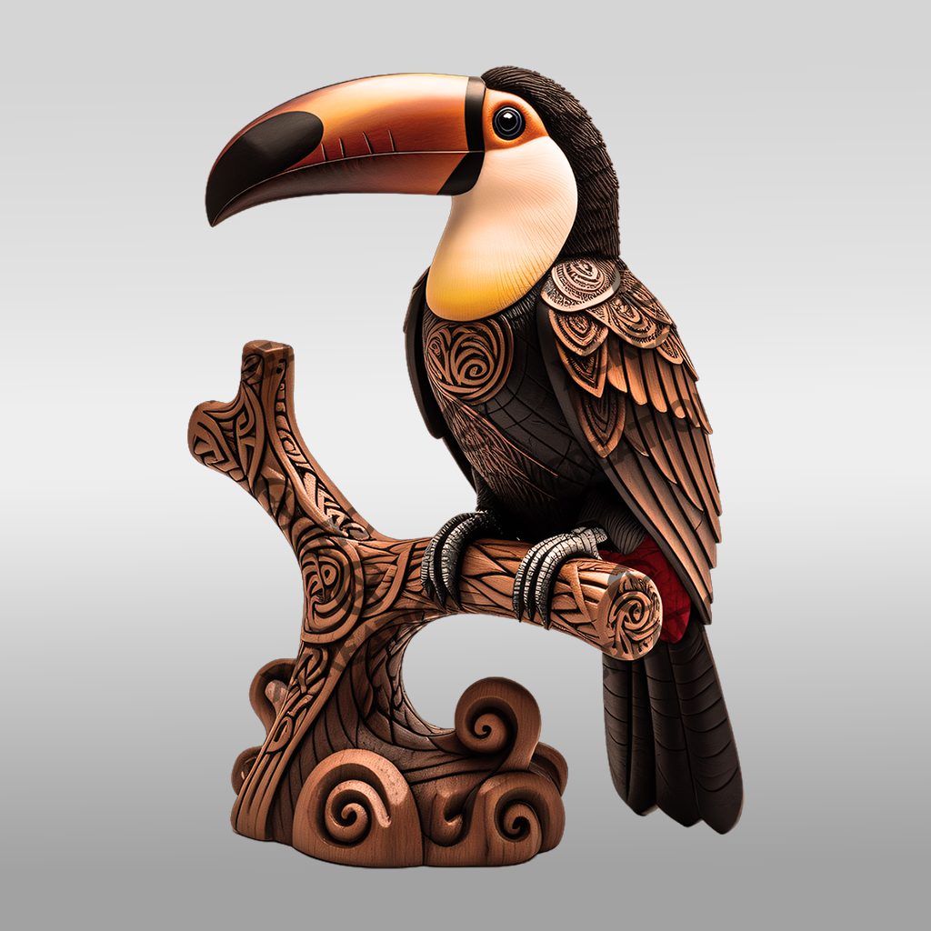 Toucan 3D Illusion Laser Engraving Design, Tropical Bird