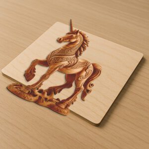 Unicorn 3D Illusion Design, Laser Engraving File for