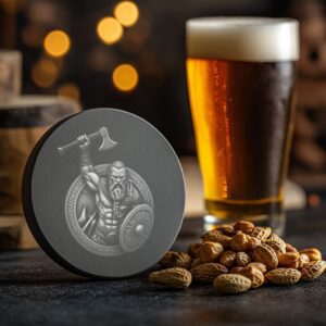 Viking Warrior 3D Illusion Slate Coaster Engraving File,