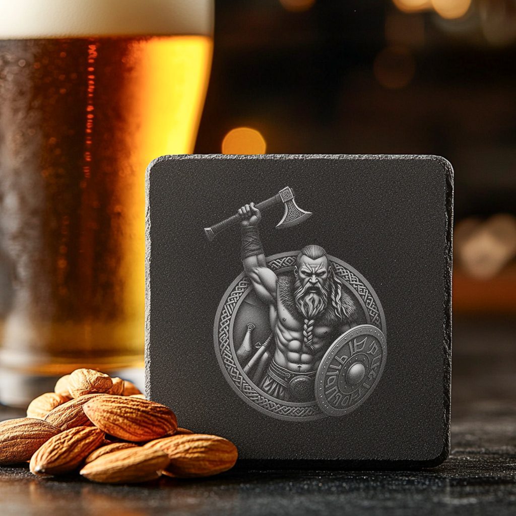 Viking Warrior 3D Illusion Slate Coaster Engraving File,