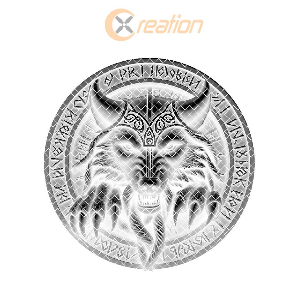 Viking Wolf 3D Slate Coaster, Laser Engraved PNG,